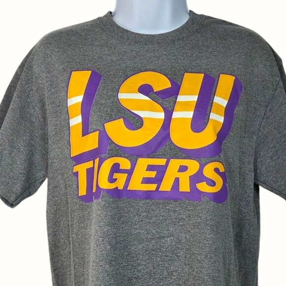 LSU Tigers Louisiana State University Gray Short Sleeve Graphic T-Shirt Size M - Picture 2 of 5